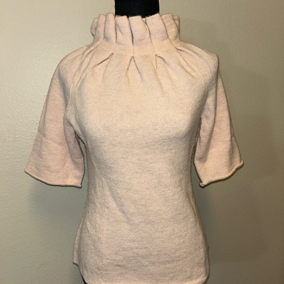 Moth Anthropologie blush Neck Sweater with Elbow-Length Sleeves - Picture 1 of 8
